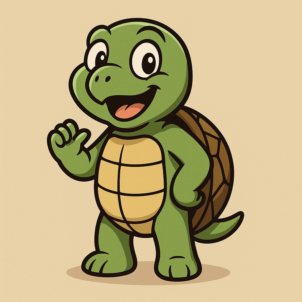 Shellzy logo - green cartoon turtle